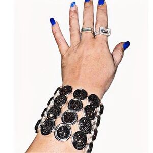 Black Druzy Fashion Statement Bracelet